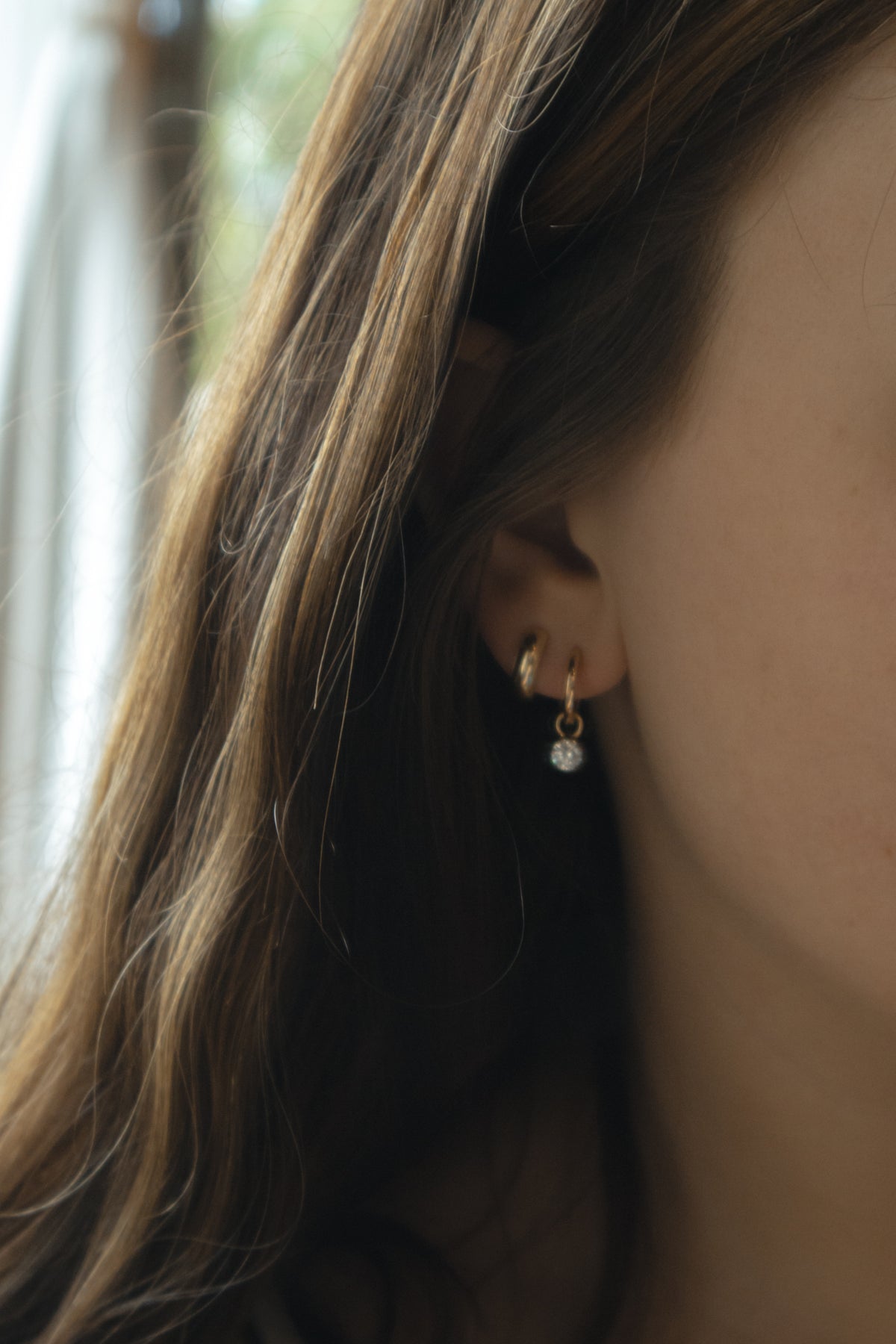 14K Logan Diamond Dangle Hoops