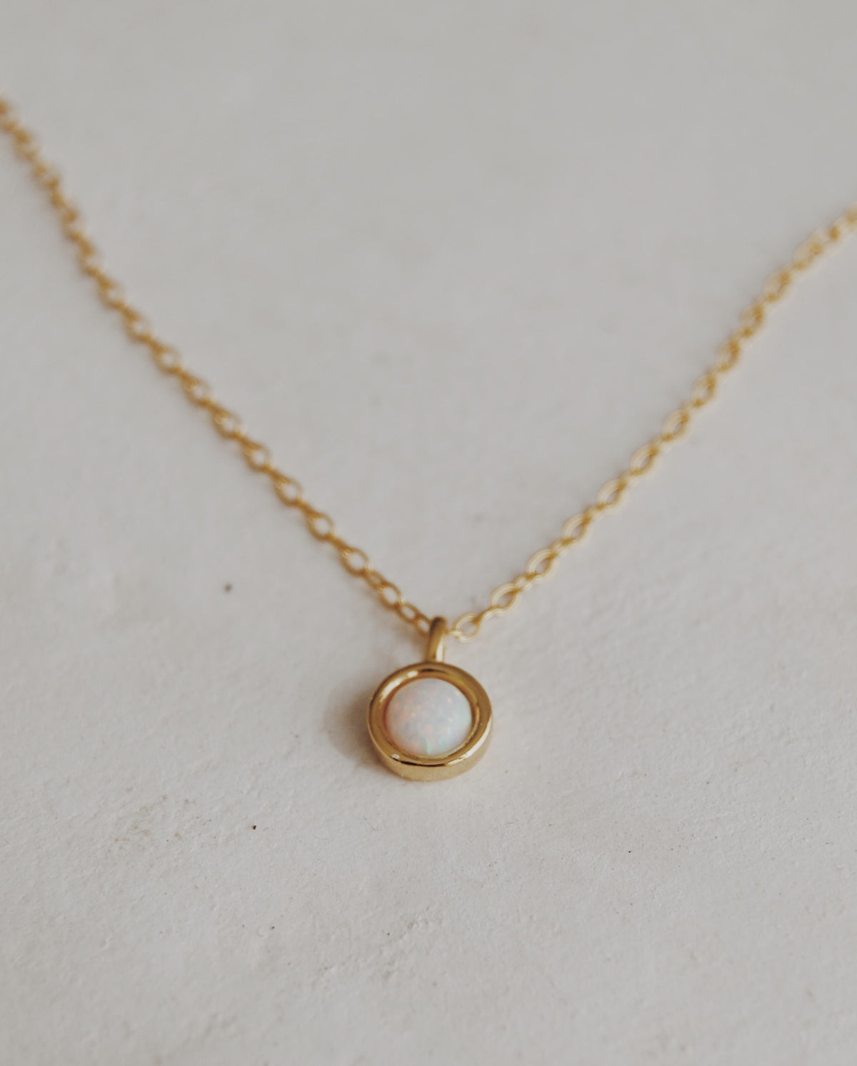 Bezel Solitaire Opal Necklace - Olive x Honey Haus