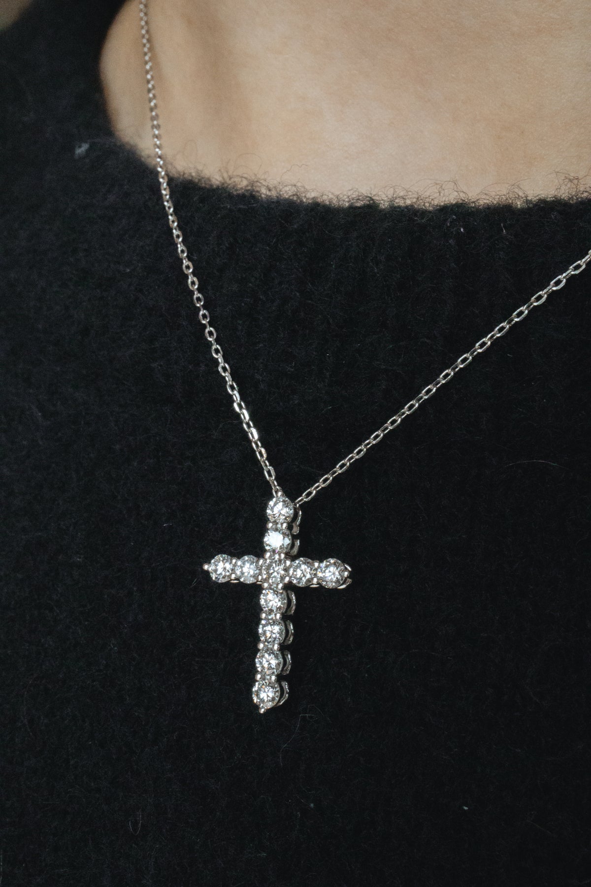 1 Carat Lab-Diamond Cross Necklace
