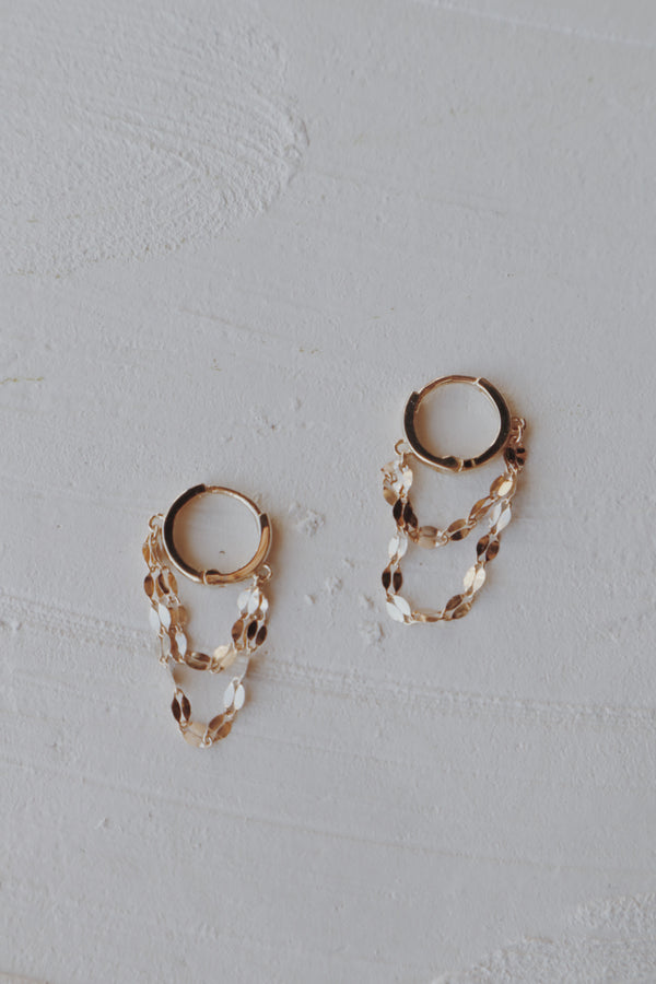 10k Solid Gold Double Chain Huggies
