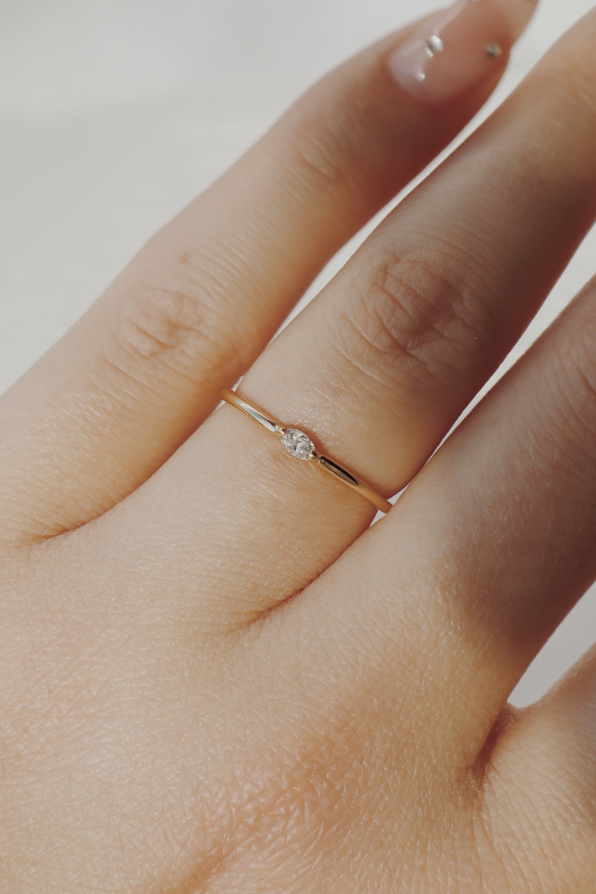 10k Marquise Stacking Ring - Lab Diamond