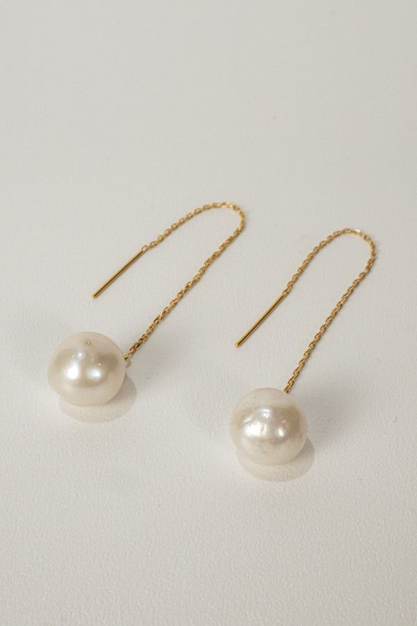 14k Pearl Threader Earrings