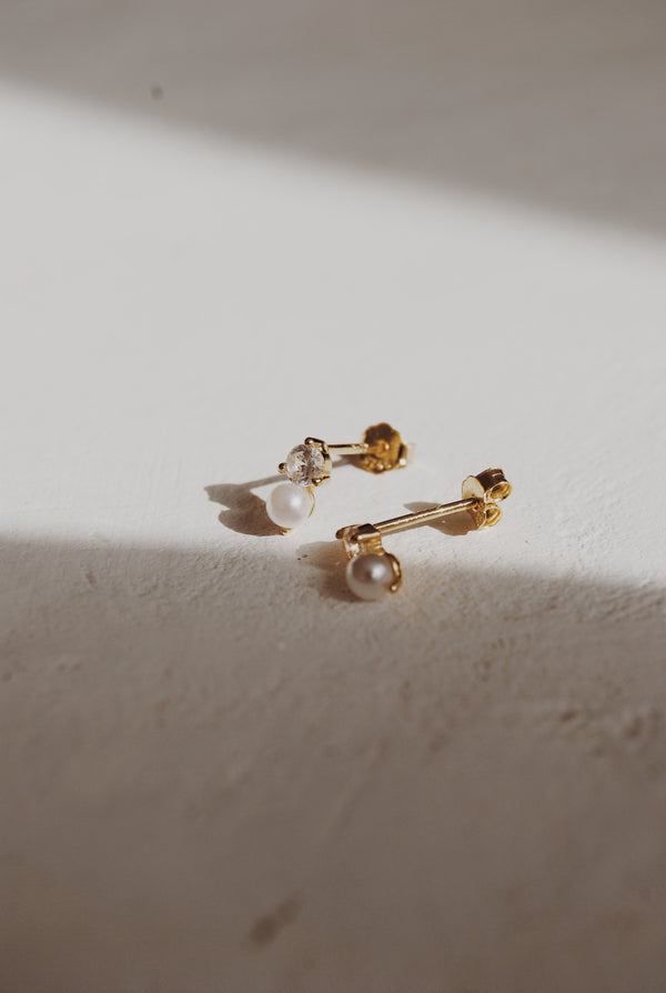 Trillion Pearl Stud Earrings