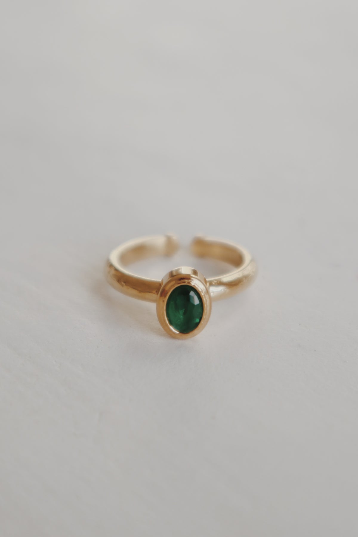 Evangeline Adjustable Emerald Bezel Ring