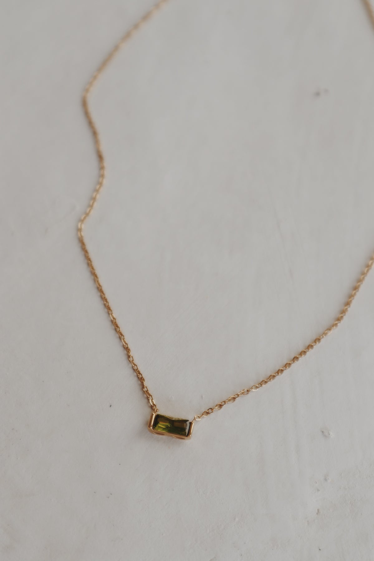 August Olive Baguette Necklace