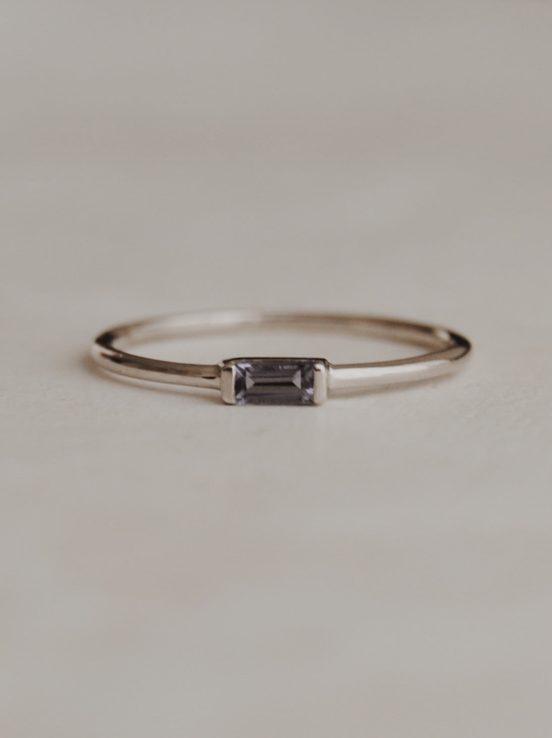 Baguette Lolite White Gold-Filled Ring