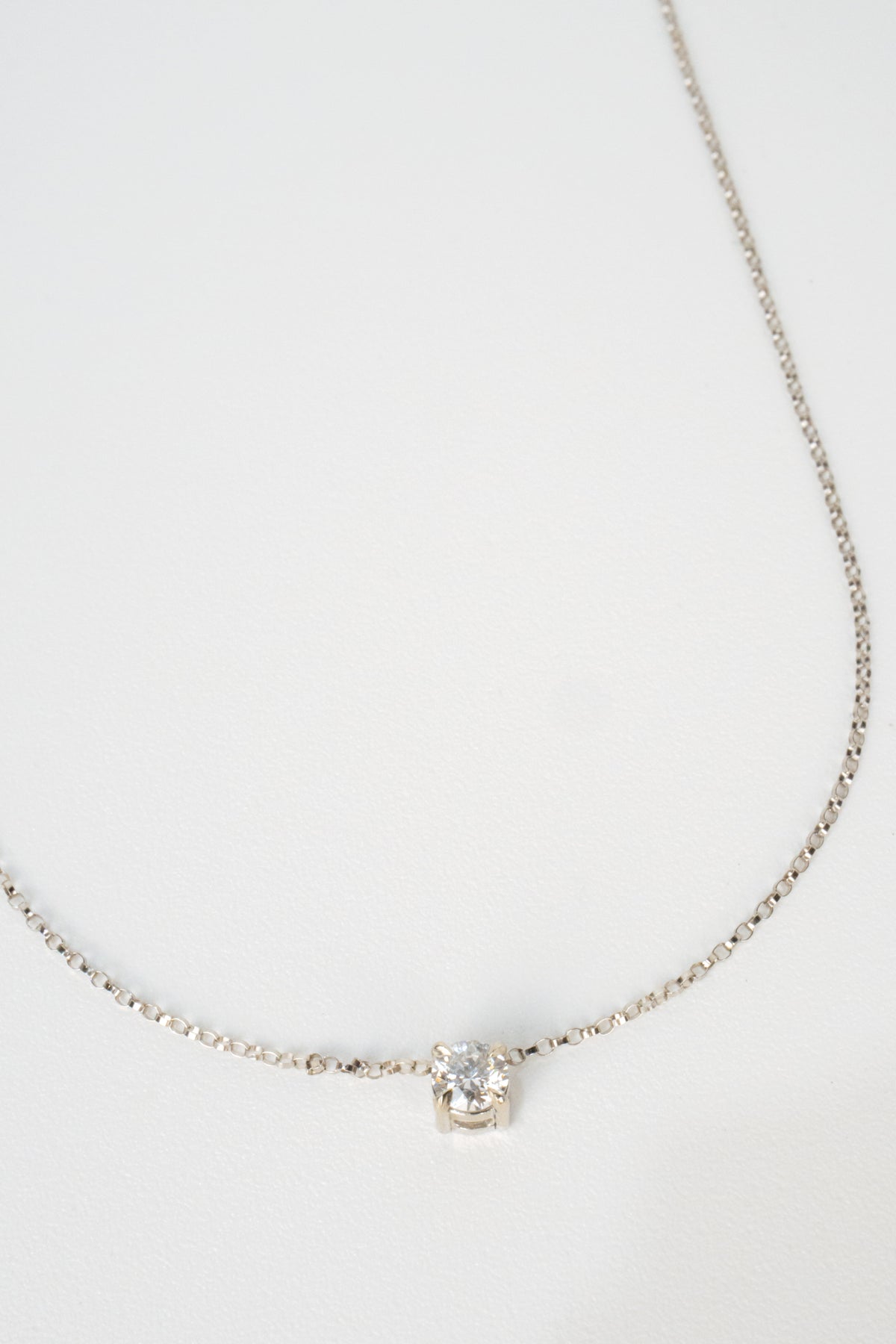 14K Rolo Chain Necklace- Slider Pendant 0.5ct