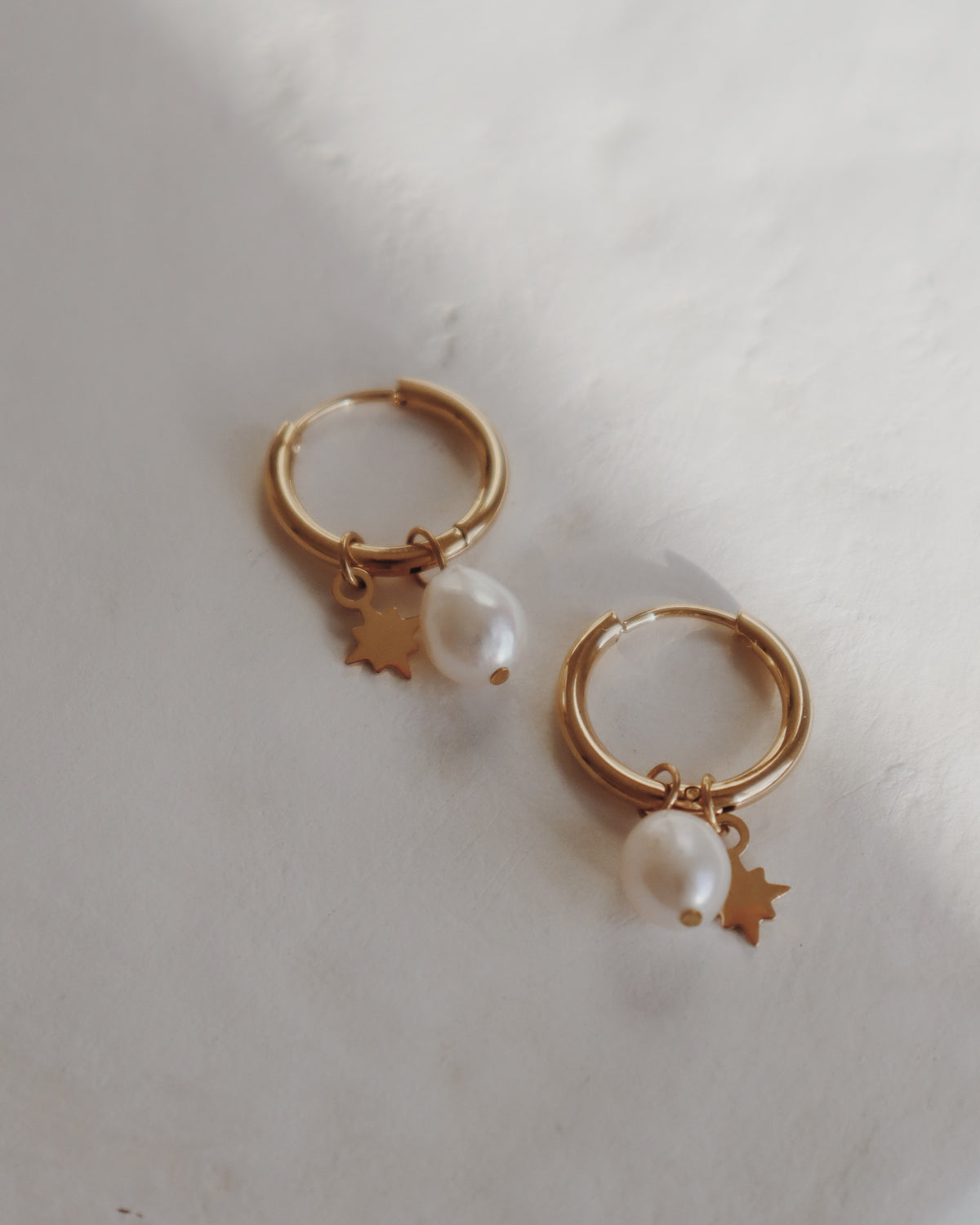 Blessings Charm Pearl Hoops