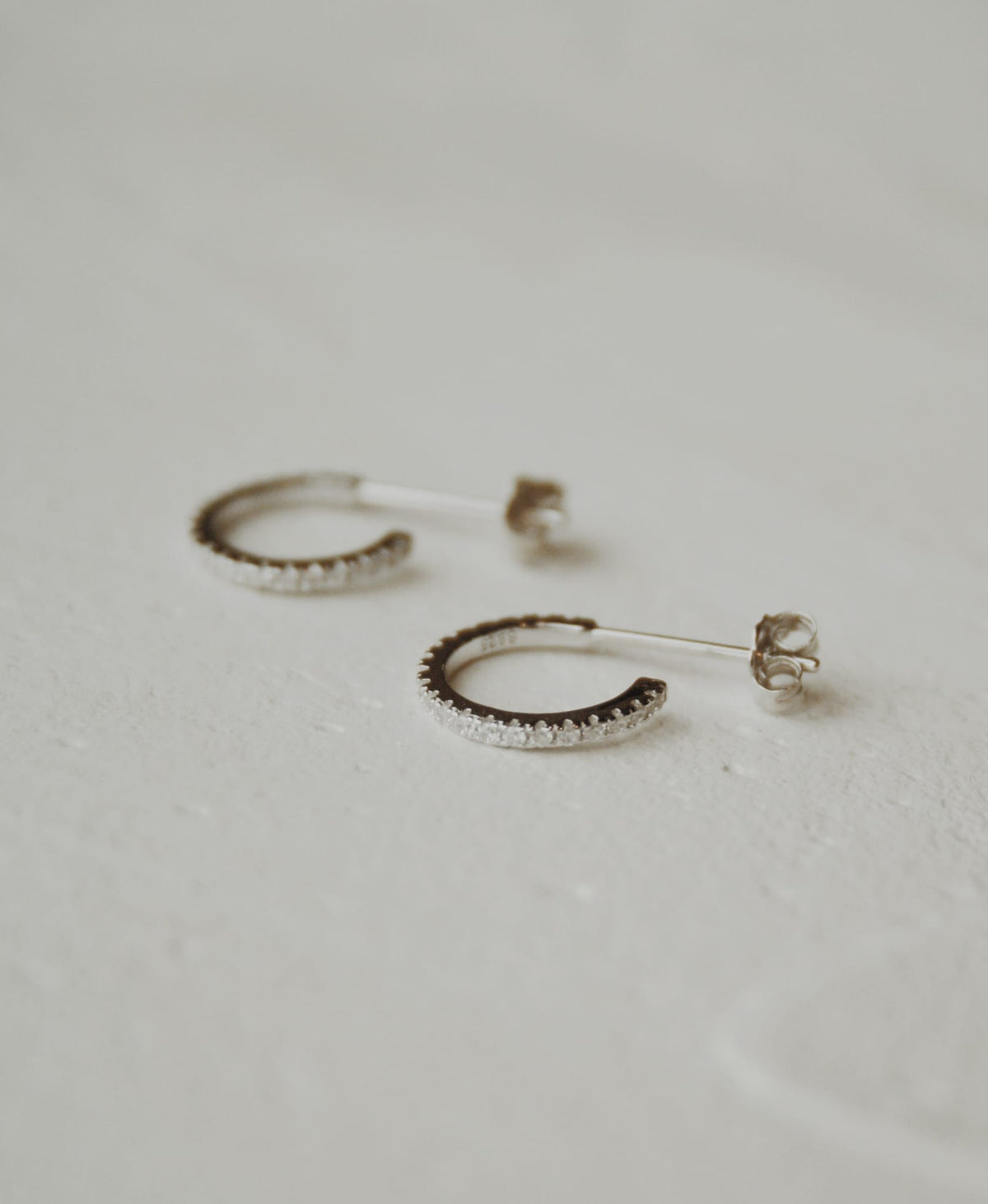 Wren Pavé Half Hoop Stud Earrings