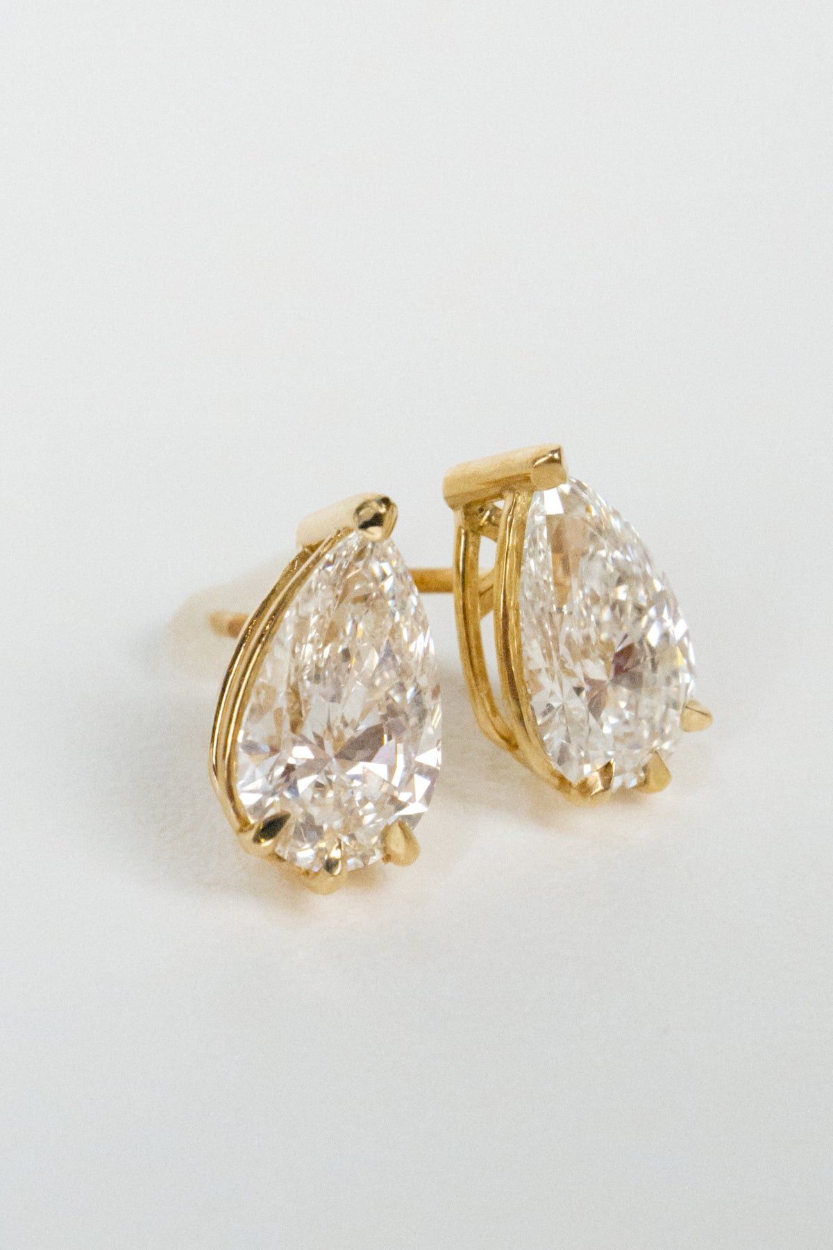 14k Adelaide Diamond Earrings- 3.5ctw Pear