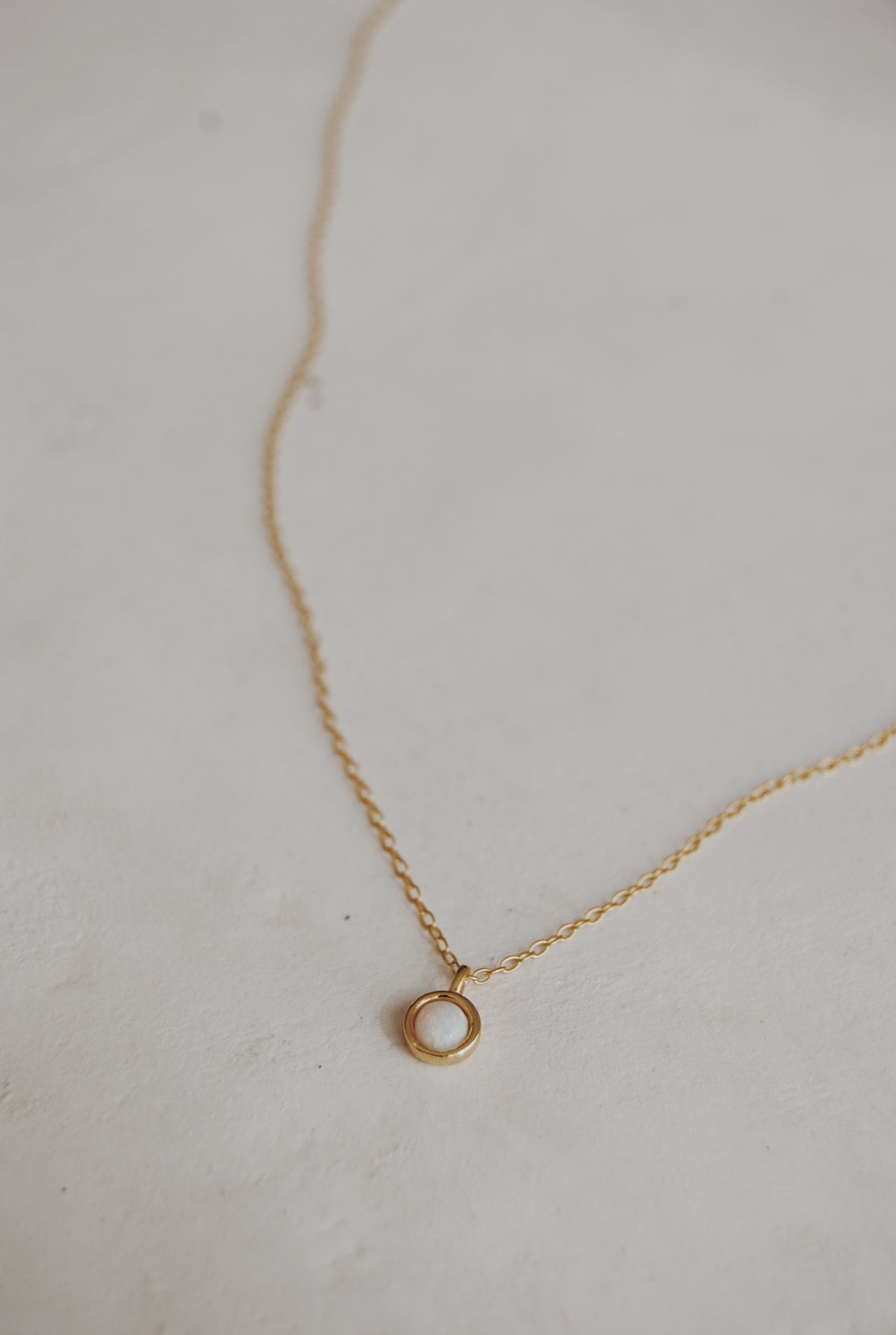 Bezel Solitaire Opal Necklace - Olive x Honey Haus