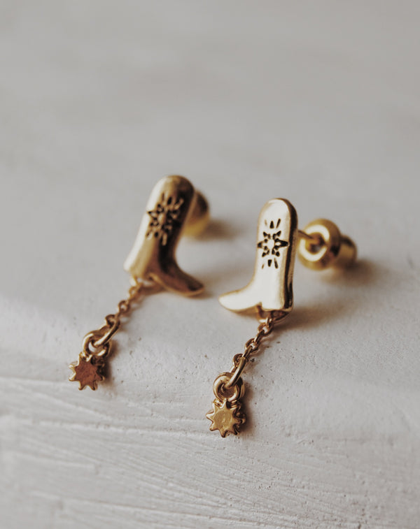 Hoedown Cowboy Boot Stud Earrings- Olive x Honey Haus