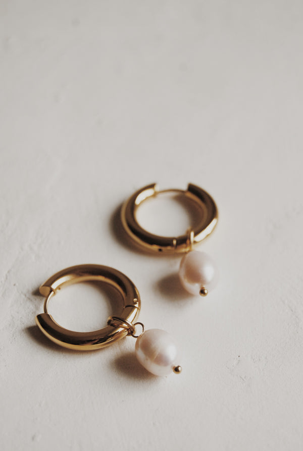 Cherished Pearl Hoop Earrings