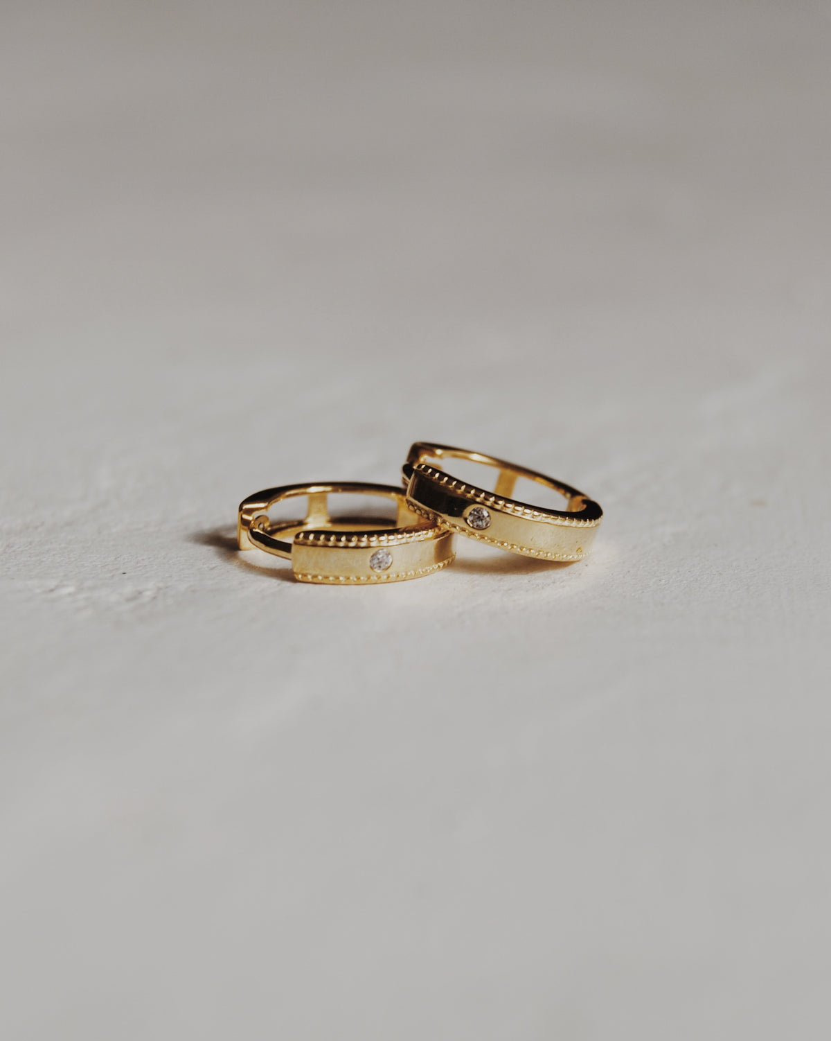 Harriet Solitaire Huggie Hoop Earrings