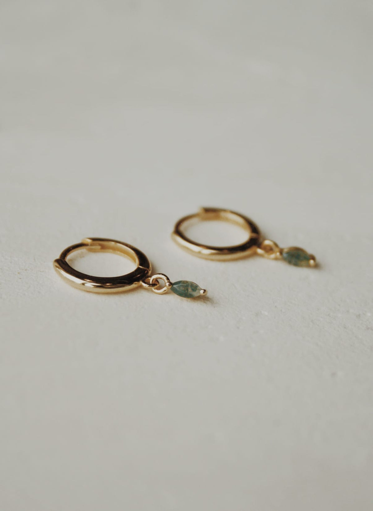 Moss Agate Ethereal Huggie Hoops