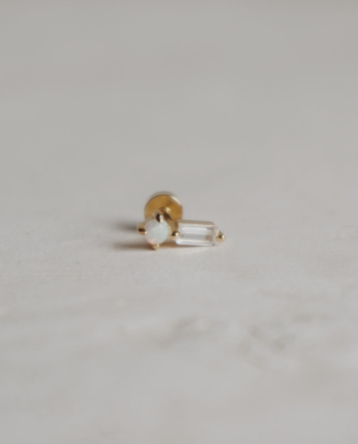 Baguette Opal Cartilage Stud