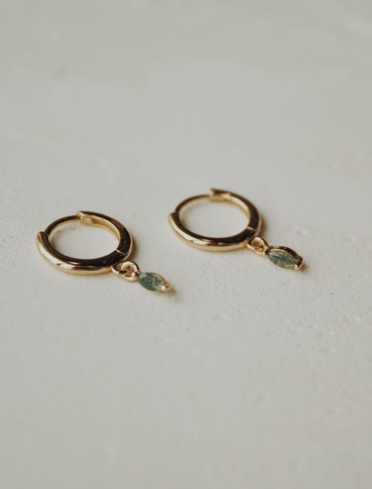 Moss Agate Ethereal Huggie Hoops