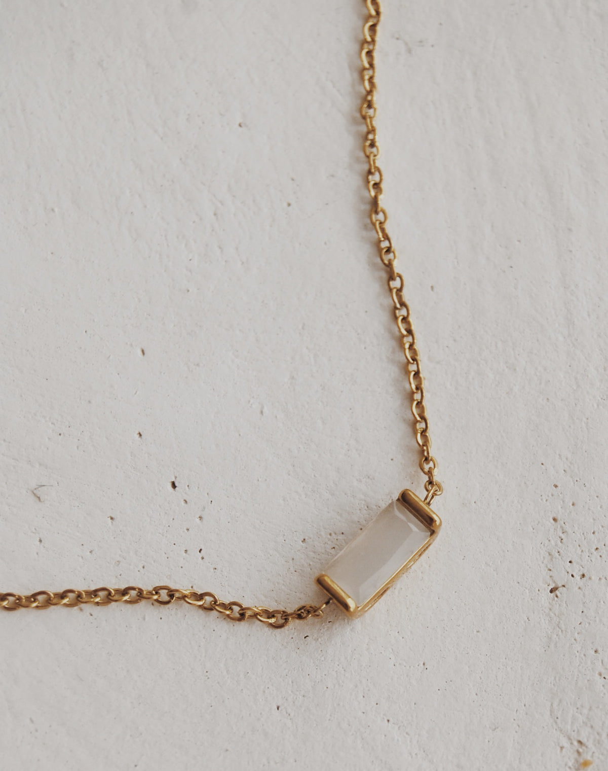 June Moonstone Baguette Necklace