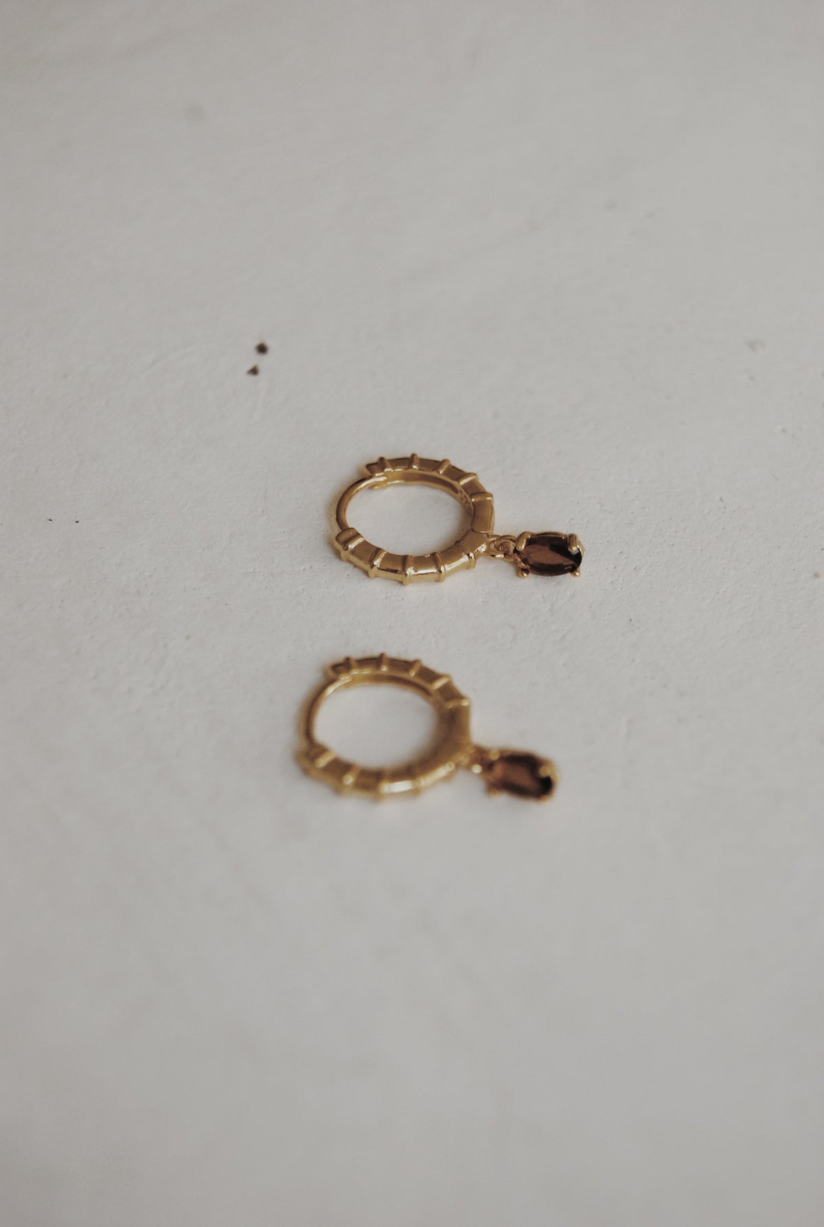 Smokey Quartz Huggie Hoops