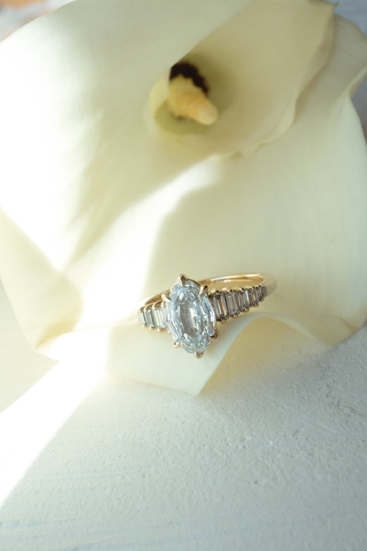 Monroe Step Cut Oval Engagement Ring