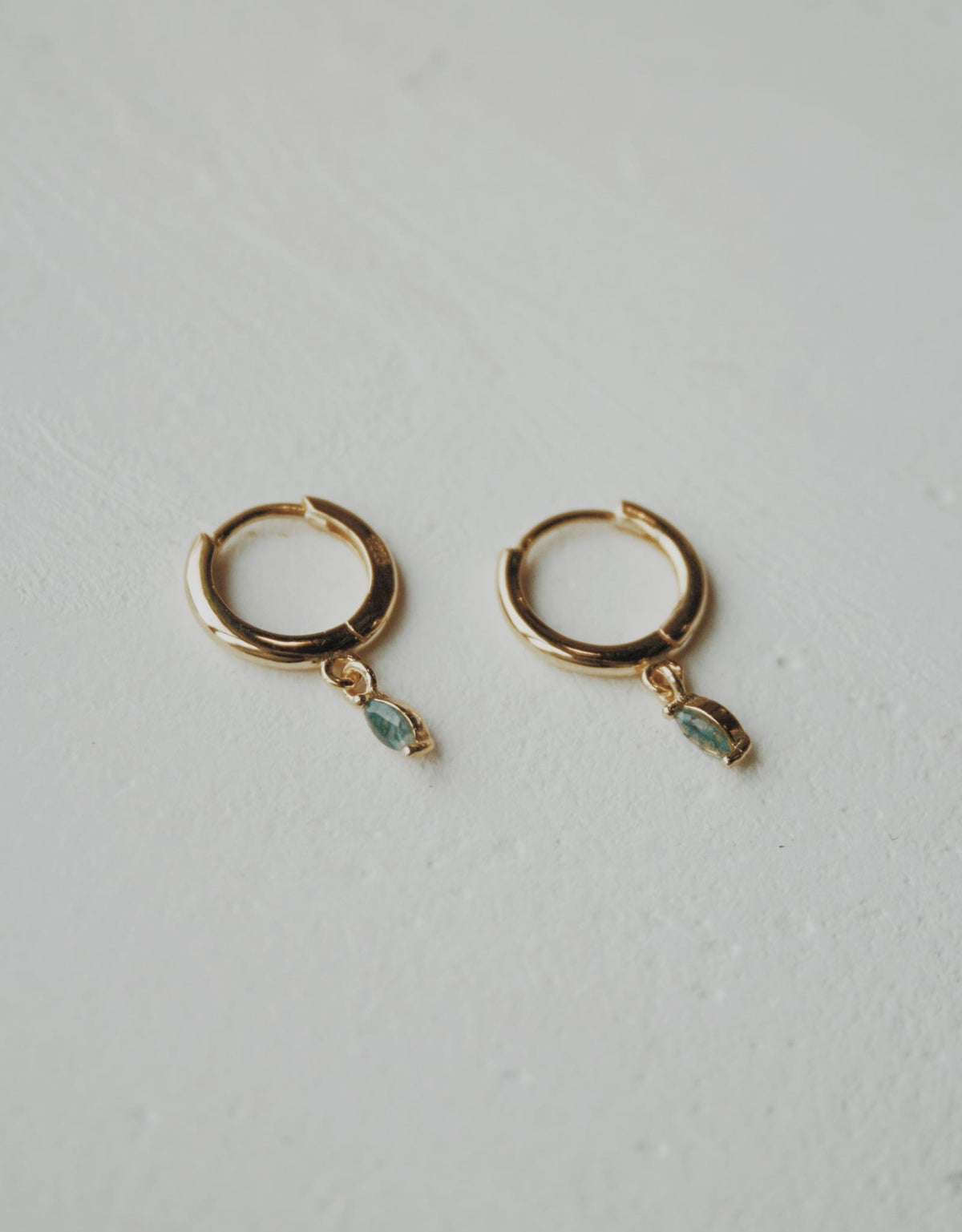 Moss Agate Ethereal Huggie Hoops