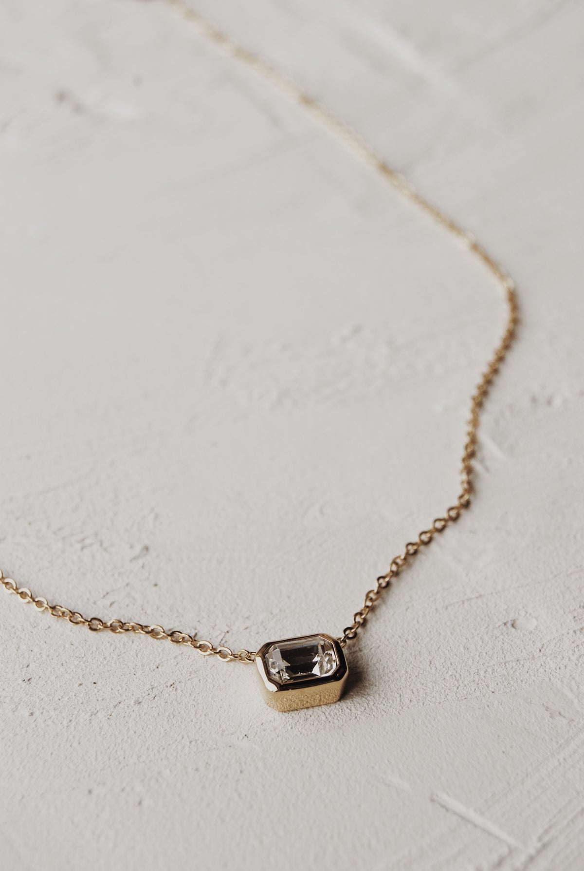 Crystal Clear Bezel Necklace