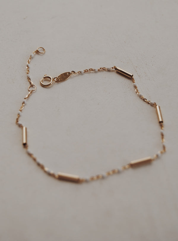 10k Gold Enamel Bracelet in White