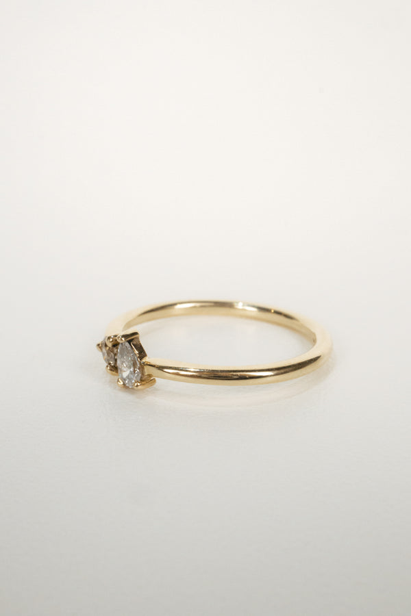 10K Toi et Moi Ring- Champagne Diamond & Lab Diamond