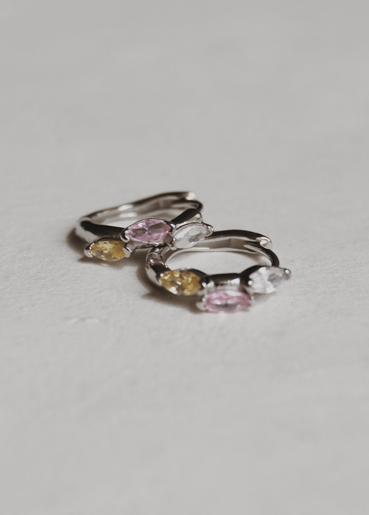 Marquise Pastel Cluster Huggie Hoop Earrings