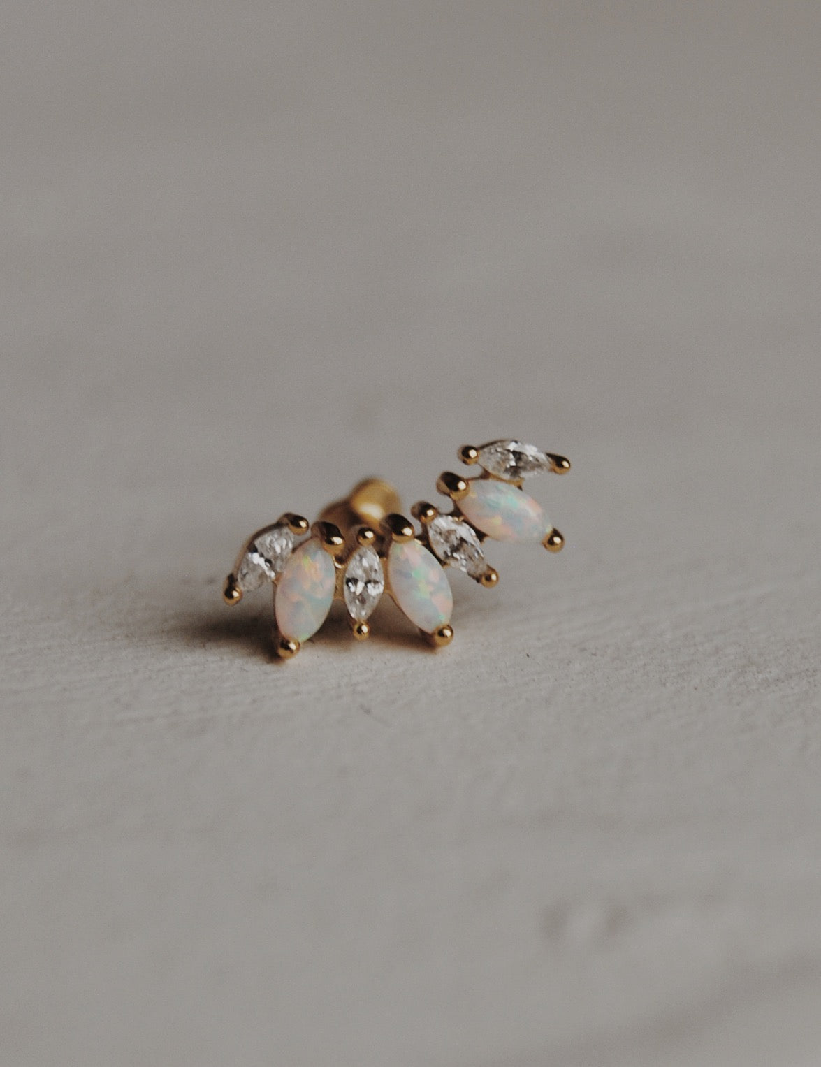 Crystal and Opal Petal Cartilage Stud