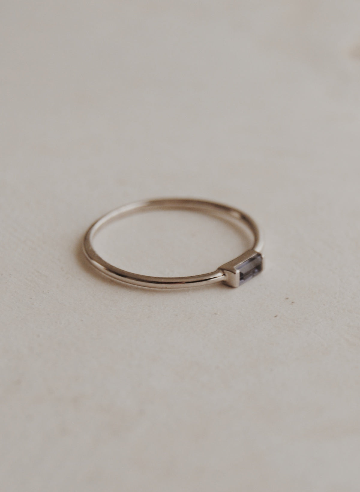 Baguette Lolite White Gold-Filled Ring