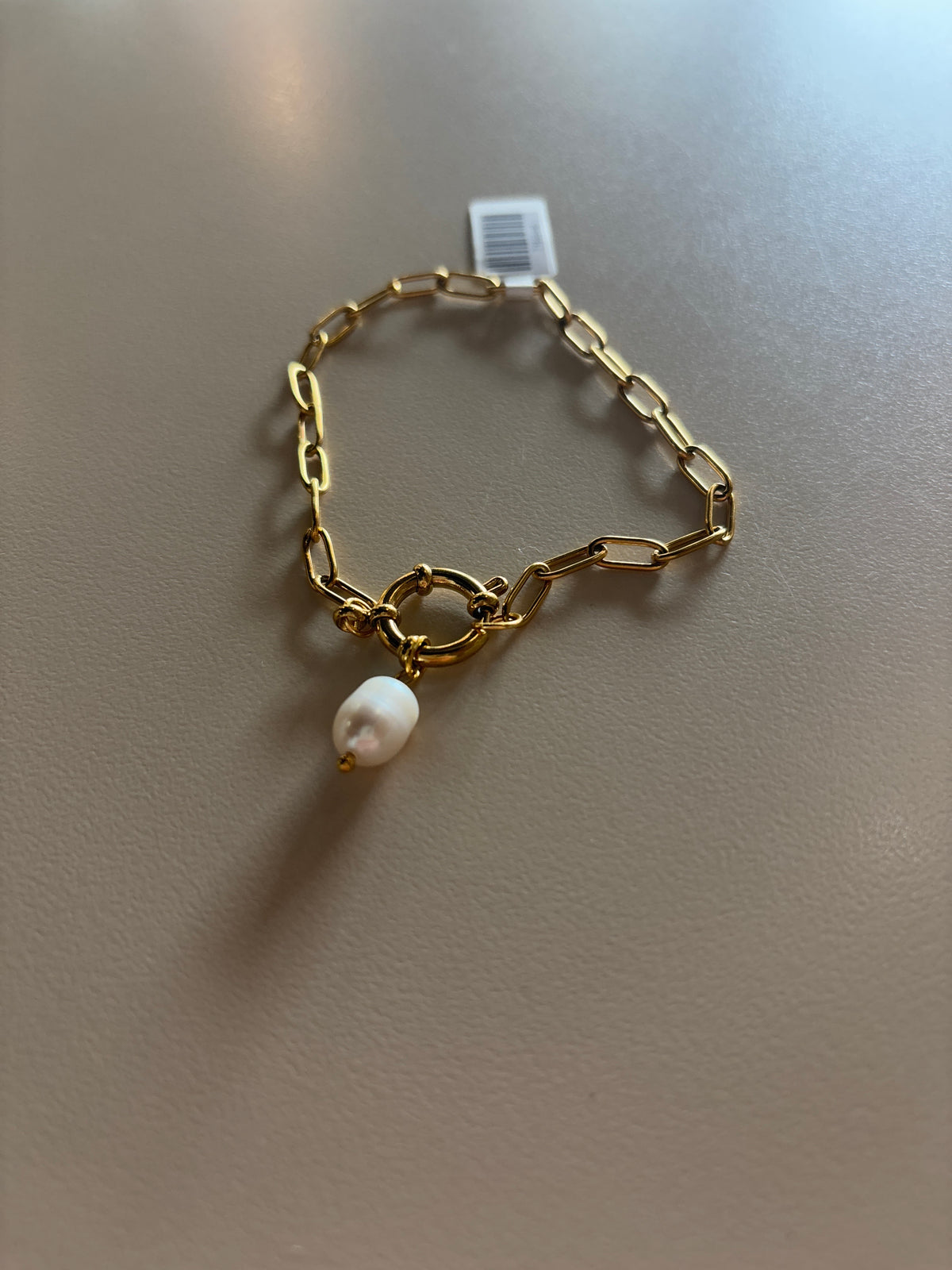 Pearl Paperclip Chain Bracelet