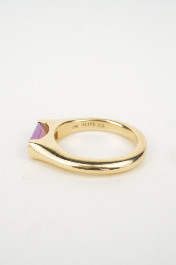 Poppy Pinky Ring- 0.64ct Baguette Sapphire