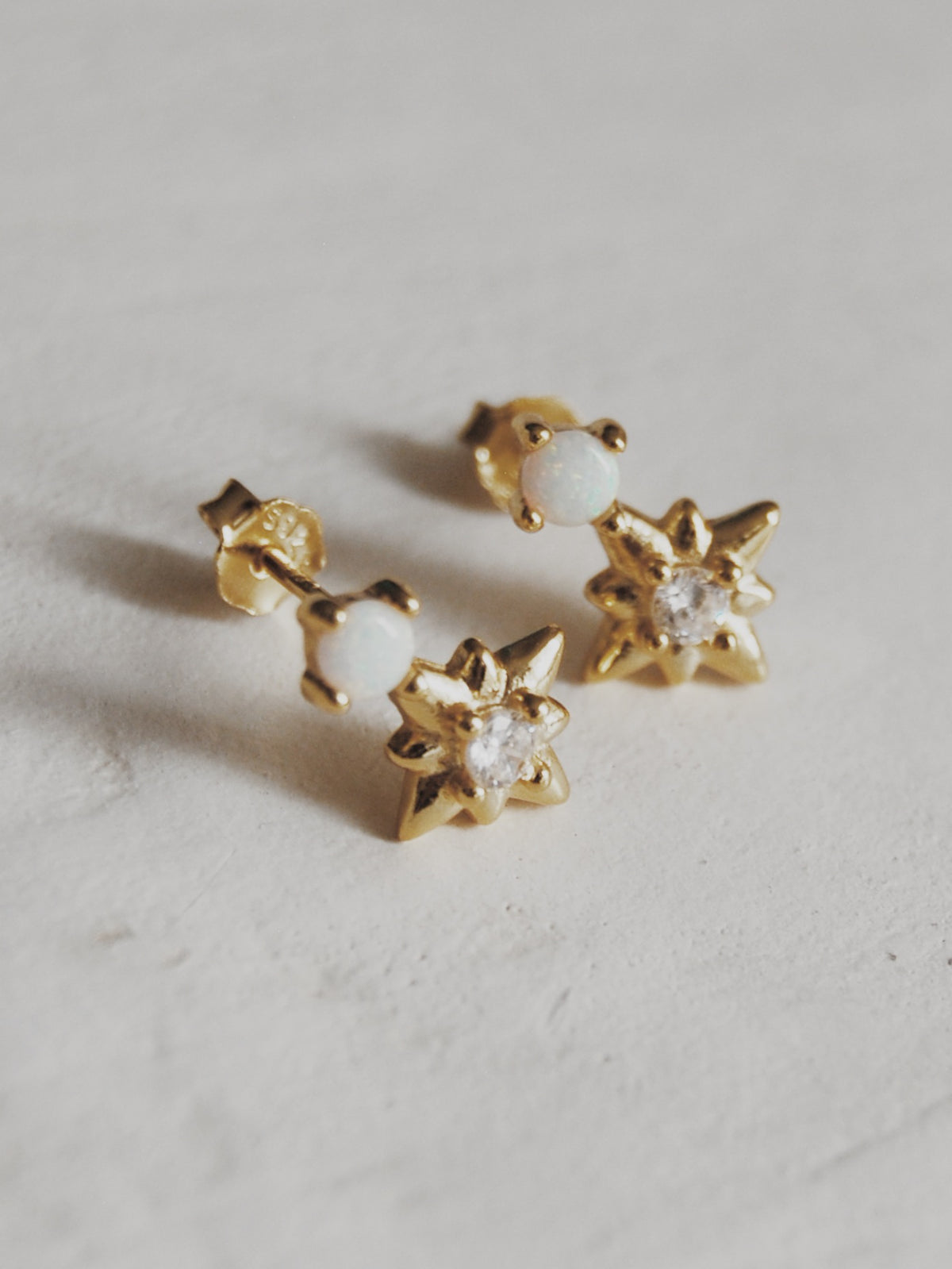 Opal Star Stud Earrings