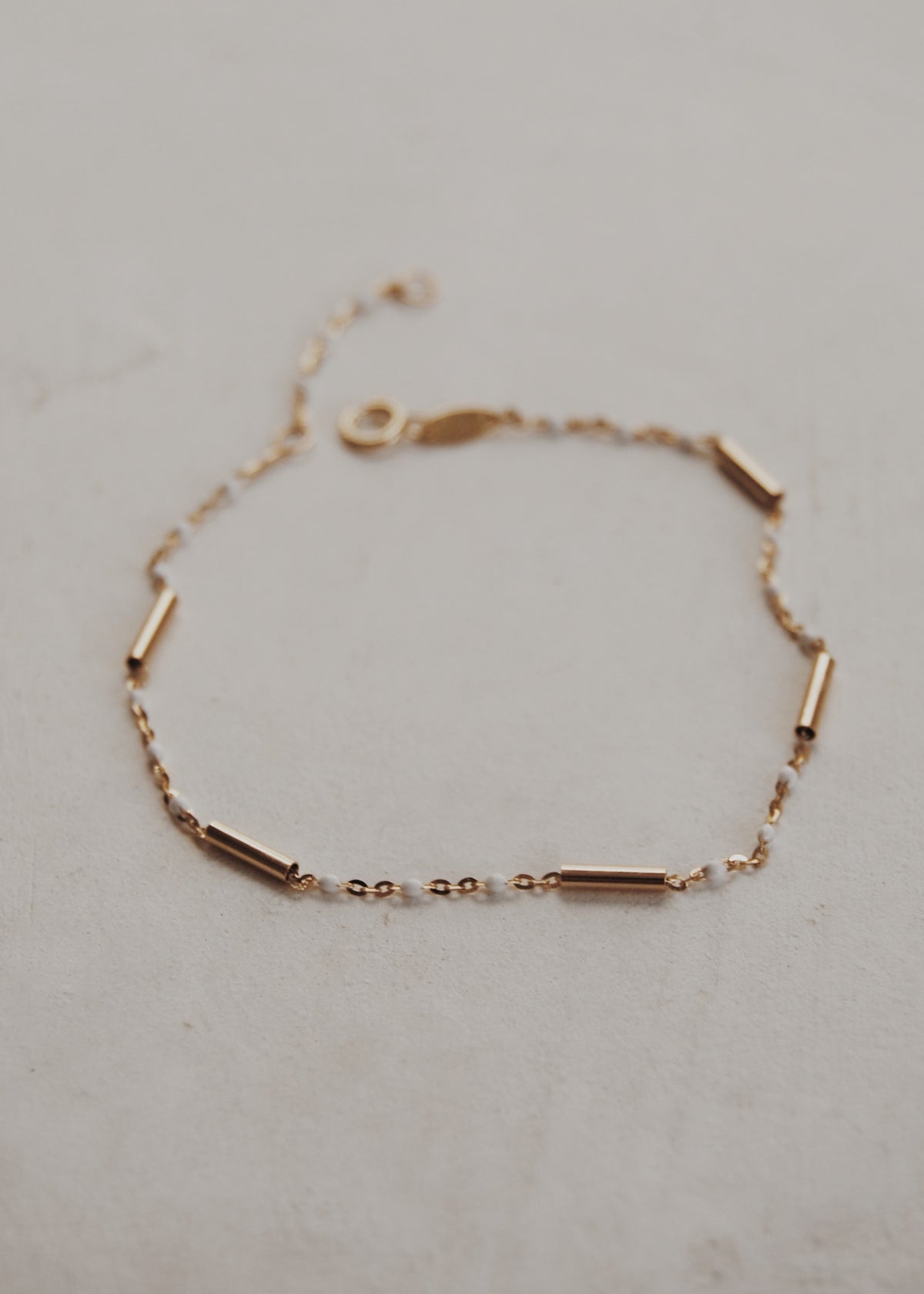 10k Gold Enamel Bracelet in White