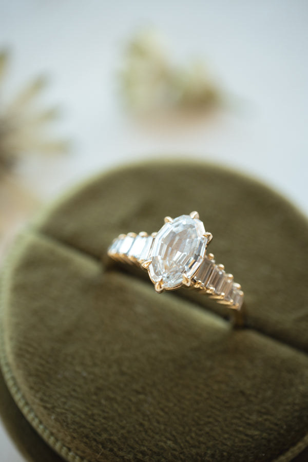 Monroe Step Cut Oval Engagement Ring