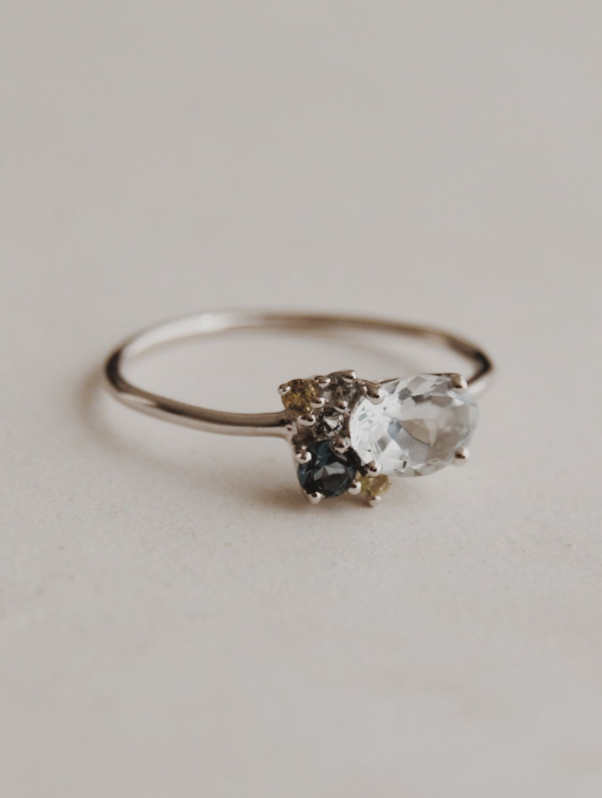 Aquamarine Cluster White-Gold Filled Ring