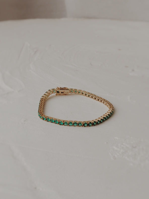 Lab Emerald Tennis Bracelet — Vermeil