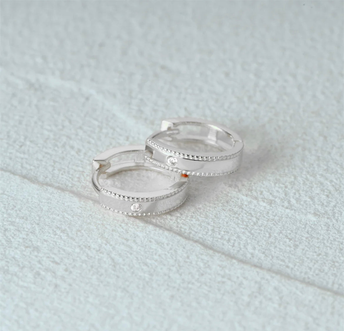 Harriet Solitaire Huggie Hoop Earrings