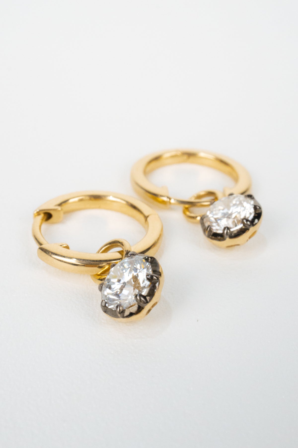 14K Logan Diamond Dangle Hoops