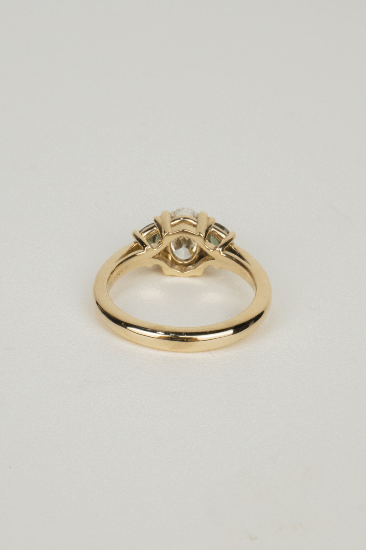Eliza Engagement Ring- 1ct Oval and Natural Green Sapphires