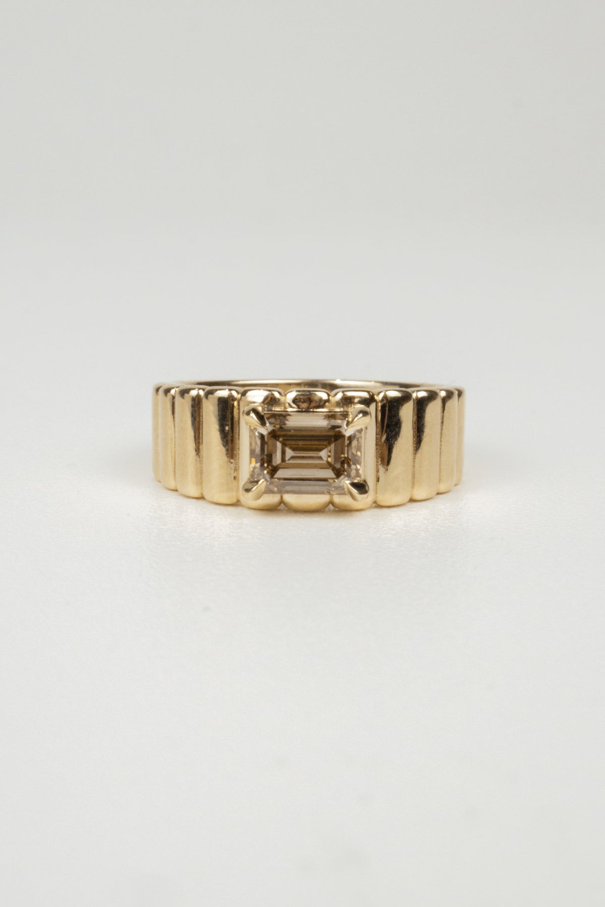 Bevan Engagement Ring- 1ct Emerald Champagne/Brown Diamond