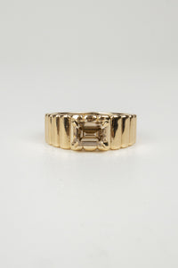 Bevan Engagement Ring- 1ct Emerald Champagne/Brown Diamond