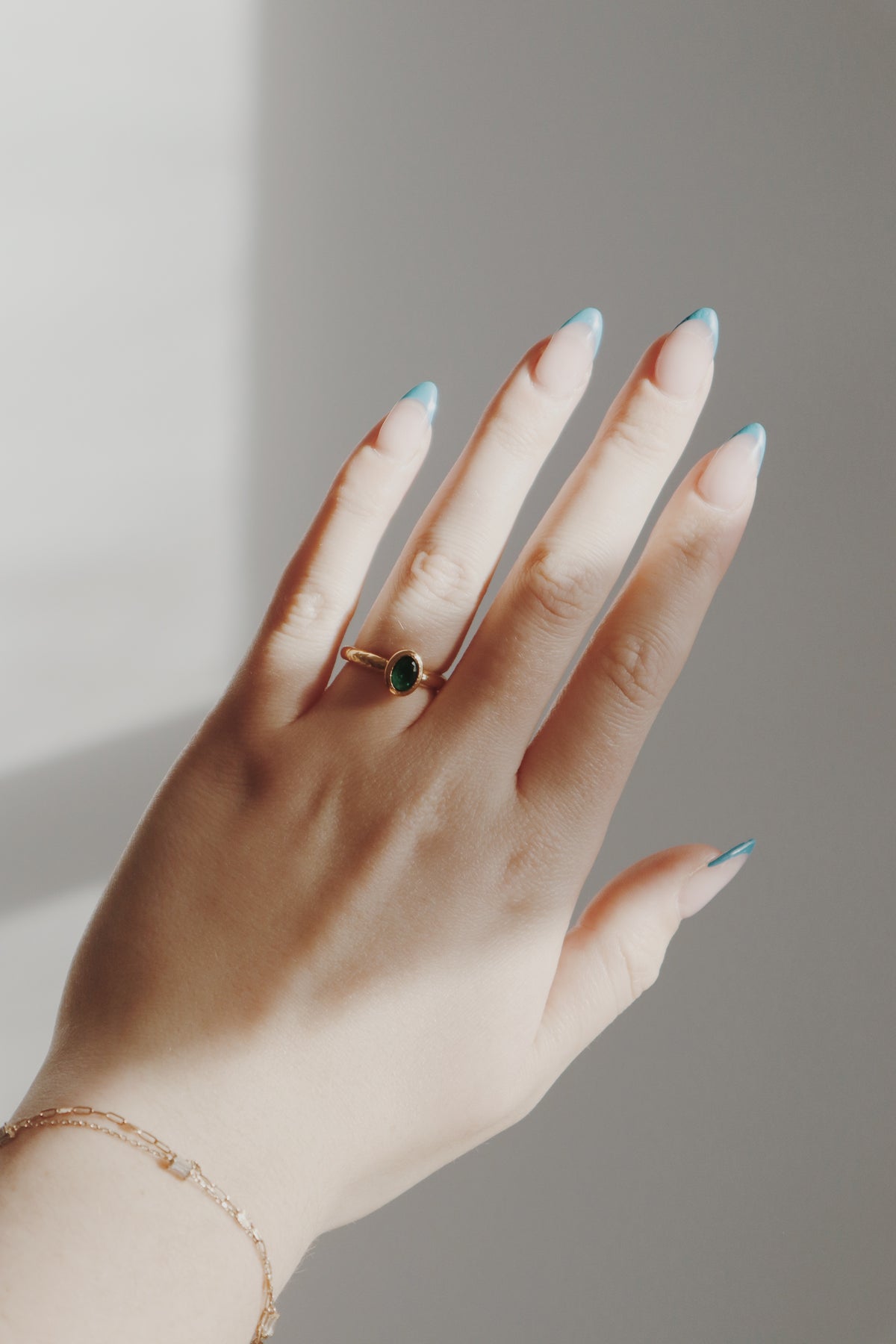 Evangeline Adjustable Emerald Bezel Ring