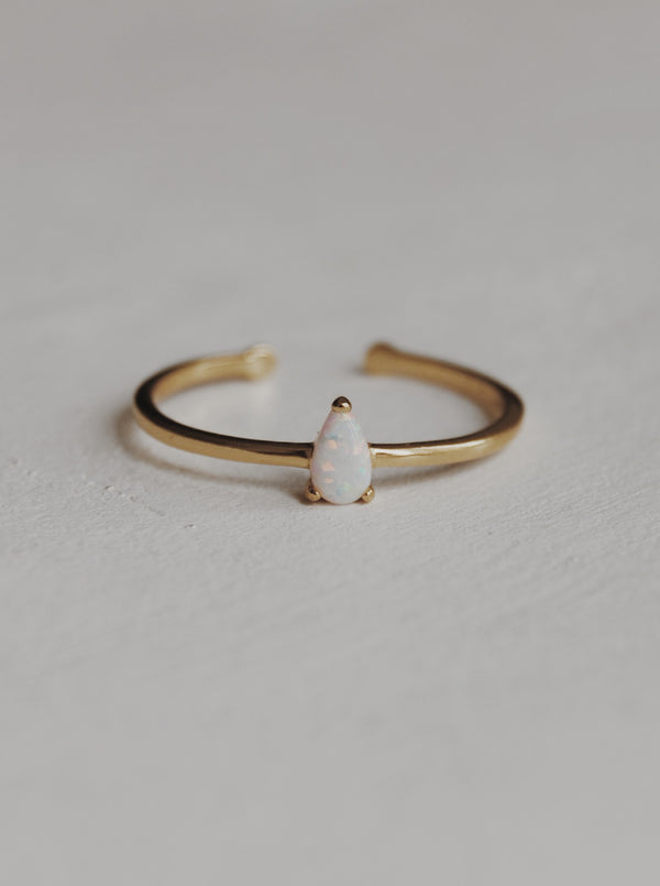 Teardrop Opal Adjustable Ring