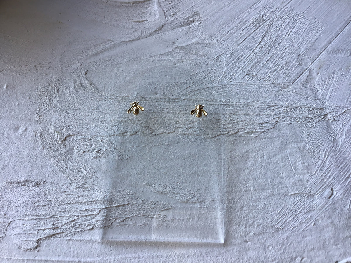 10k Gold Honey Bee Stud Earrings