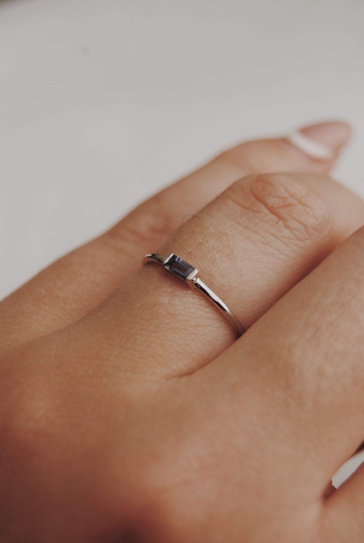 Baguette Lolite White Gold-Filled Ring