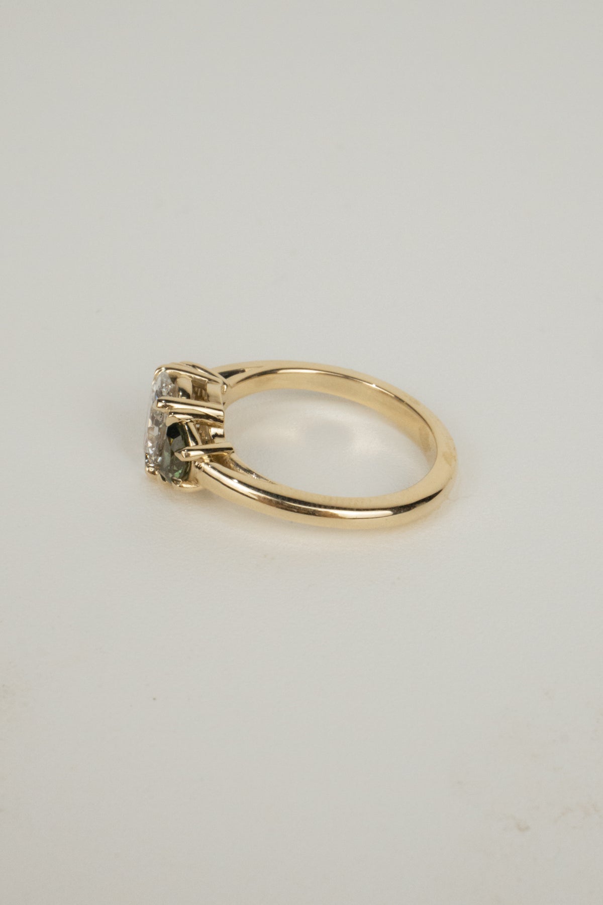 Eliza Engagement Ring- 1ct Oval and Natural Green Sapphires