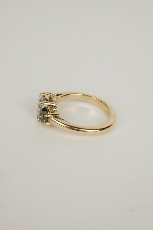 Eliza Engagement Ring- 1ct Oval and Natural Green Sapphires