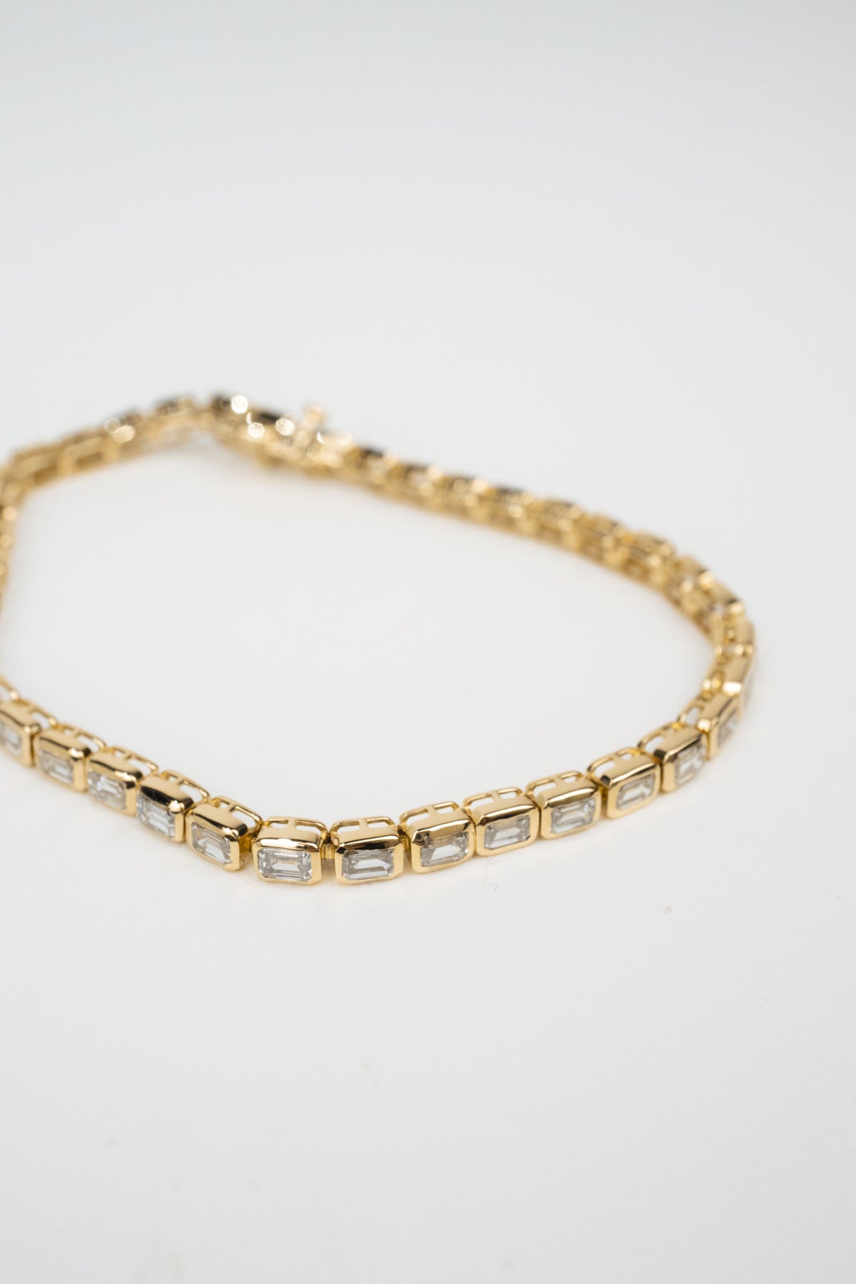 Monti Tennis Bracelet- Bezeled Emerald-Cut Lab Diamonds 6ctw